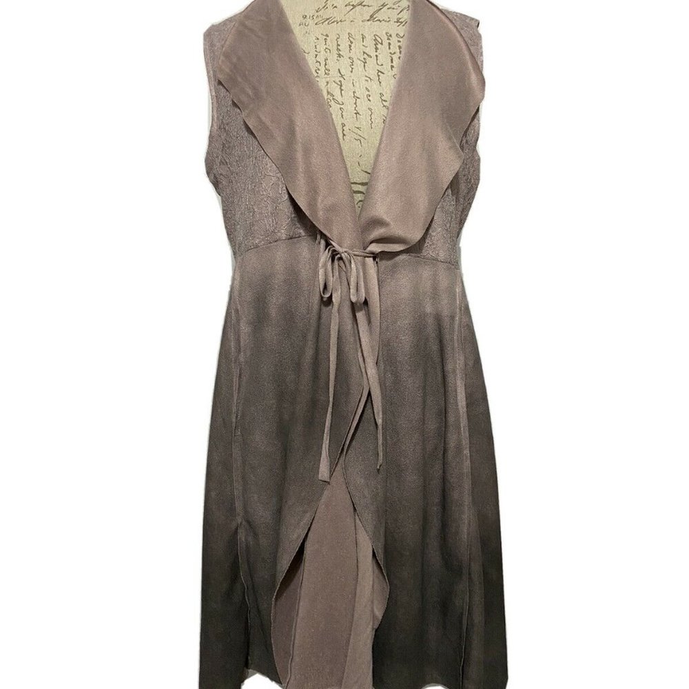 Vocal Women's BOHO Open Front Vest Sz L Mauve